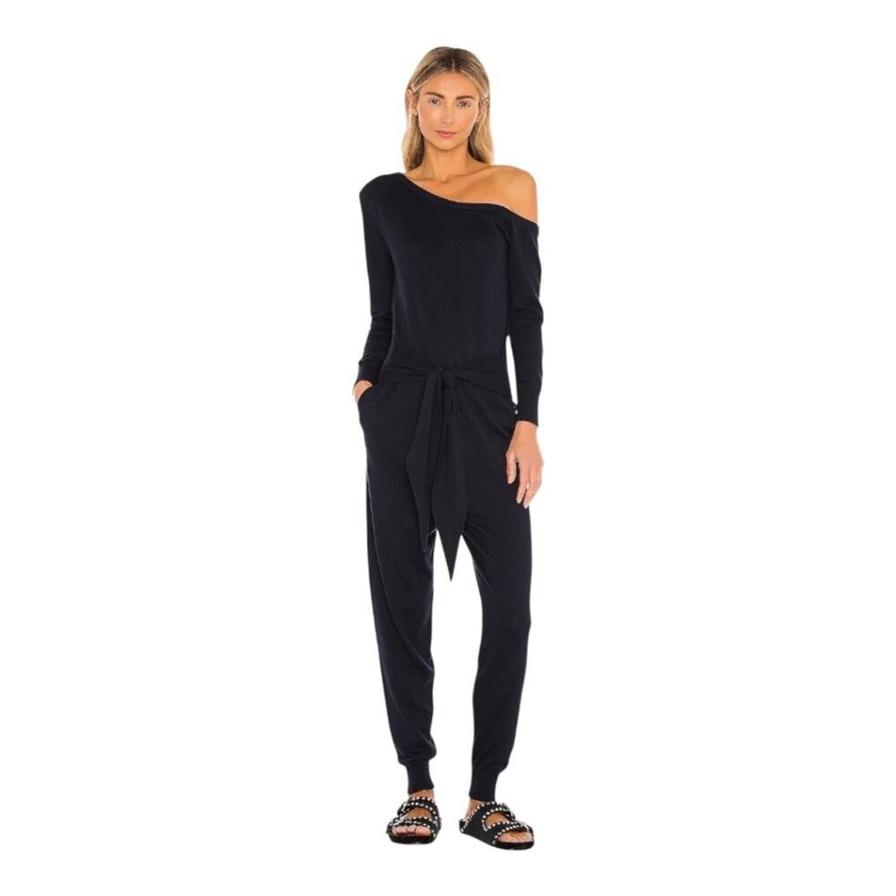 Majorelle Charlotte Jumpsuit Off The Shoulder Long Sleeve Navy Blue Small - Picture 2 of 9